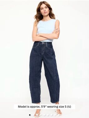 NWOT Old Navy Barrel High-Rise Wide-Leg Jeans - Dark Indigo size 2 tall